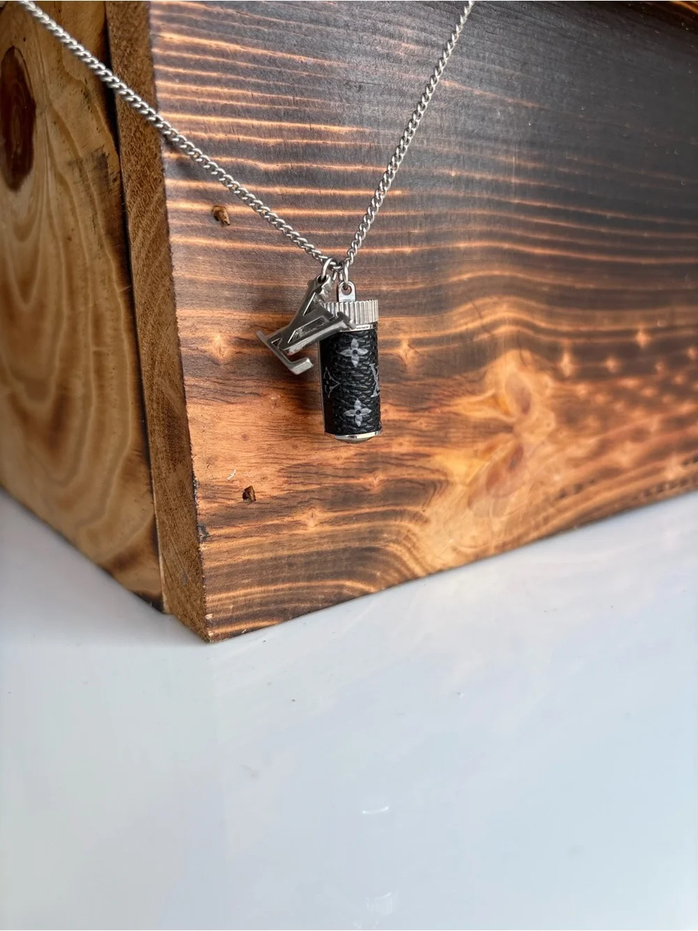 Louis Vuitton Black and Silver Pendant Necklace